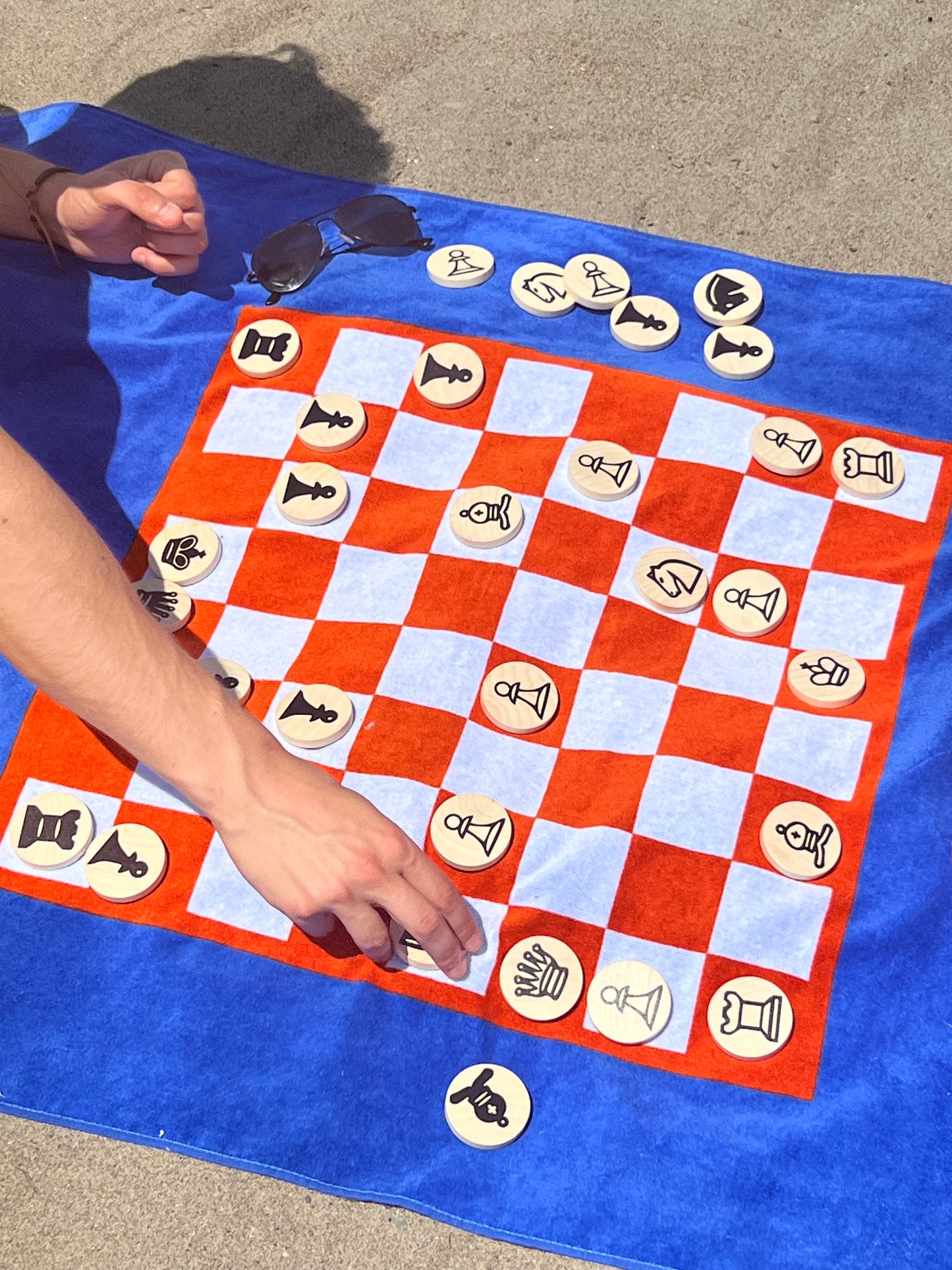 The Chess and Checkers Towel - Inflatable Pillow Included